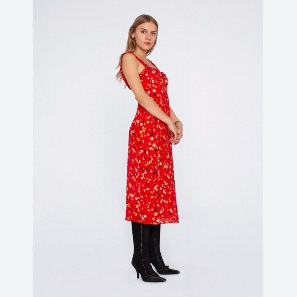 Realisation Par Juliet Rouge Fleur silk floral midi dress